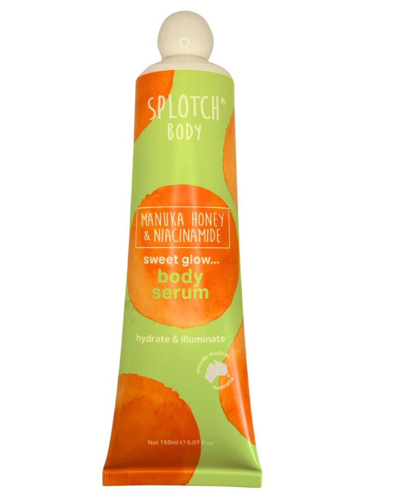 Splotch Body Manuka Honey & Niacinamide body serum tube on a white background