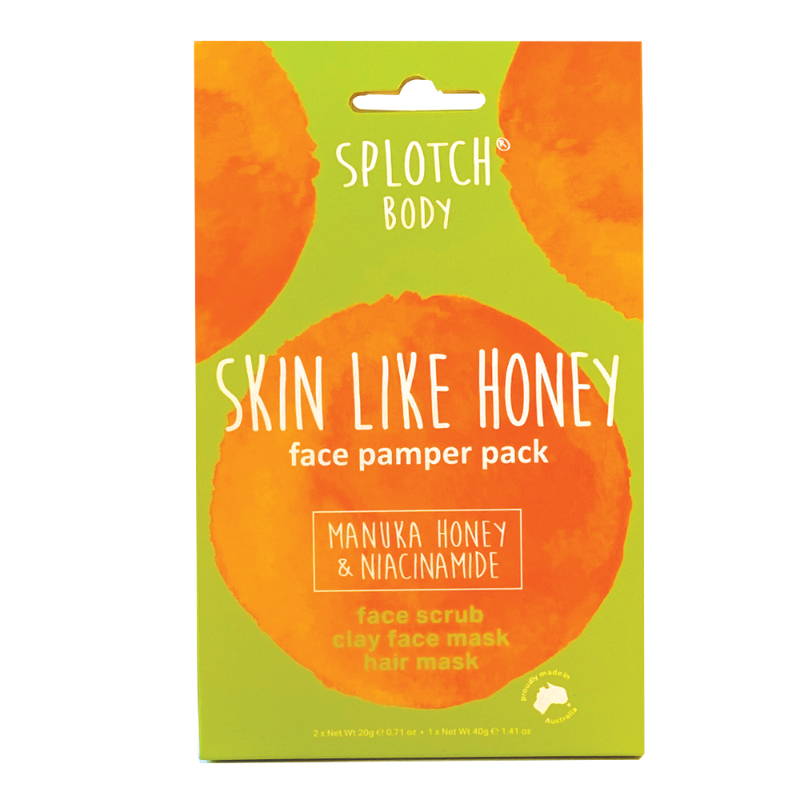 Splotch Body Skin Like Honey face pamper pack packaging on a white background