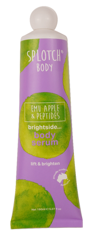 Splotch Body Emu Apple & Peptides brightside body serum packaging on a white background