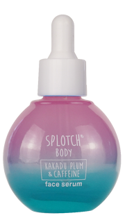 Bottle of Splotch Body face serum with a dropper on a white background