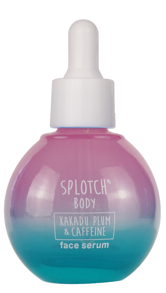 Bottle of Splotch Body face serum with a dropper on a white background