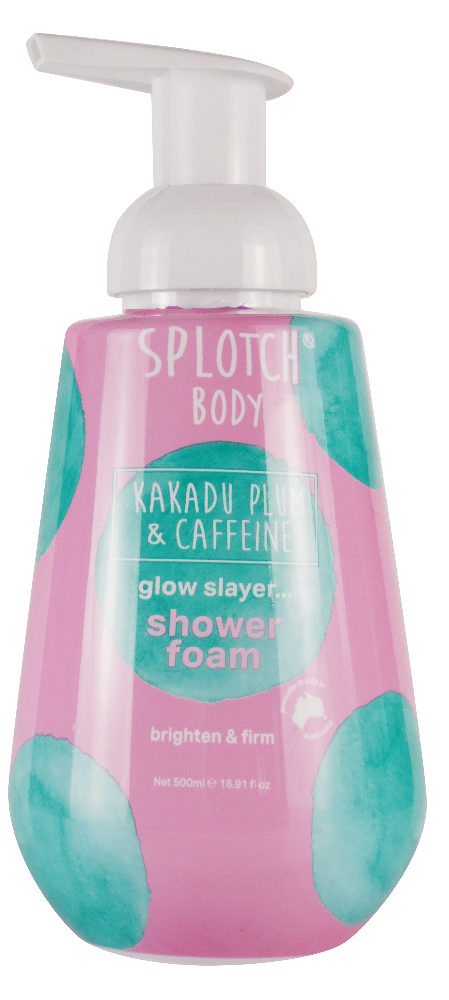 Splotch Body shower foam bottle with pump on a white background