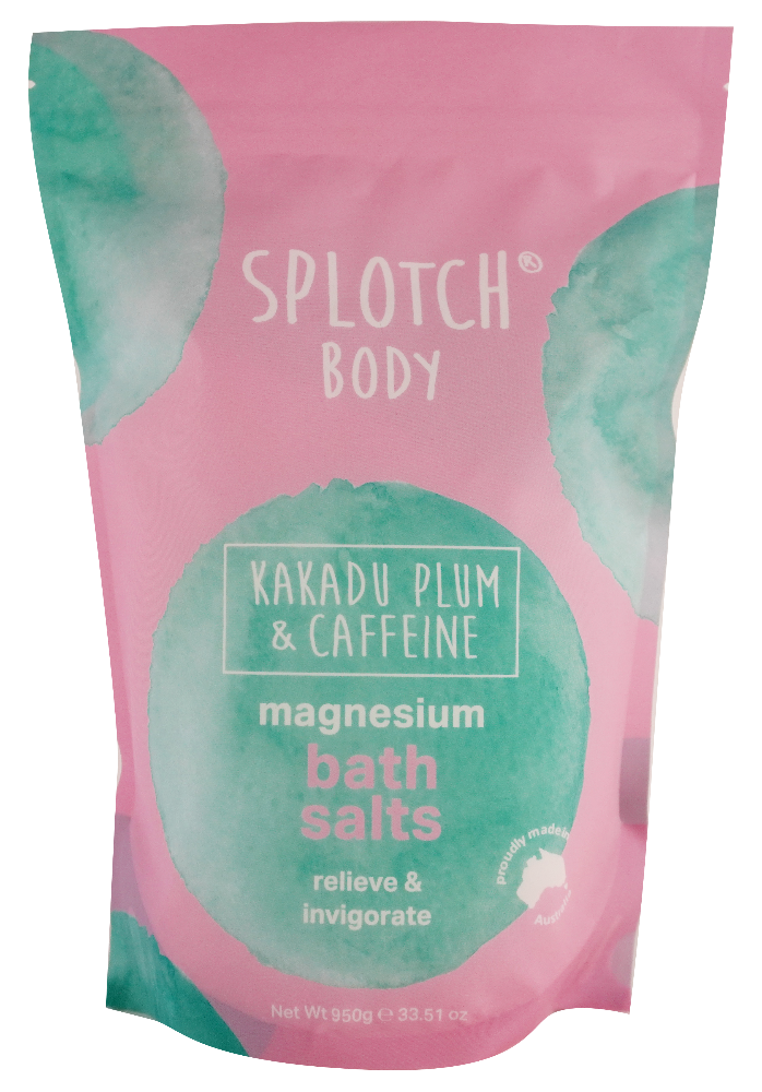 Splotch Body Kakadu Plum & Caffeine magnesium bath salts packaging on a white background