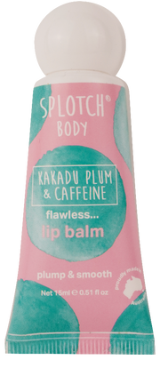 Splotch Body Kakadu Plum & Caffeine lip balm tube on a white background