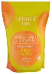 Splotch Body Manuka Honey & Niacinamide magnesium bath salts packaging on a white background