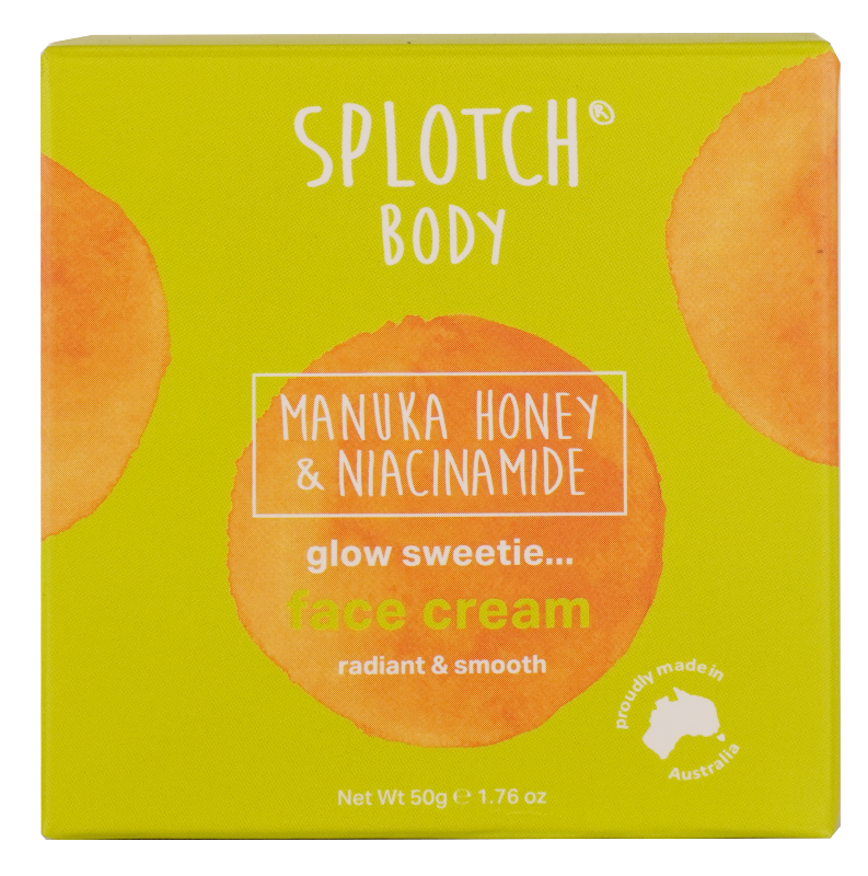 Splotch Body Manuka Honey & Niacinamide face cream packaging on a white background