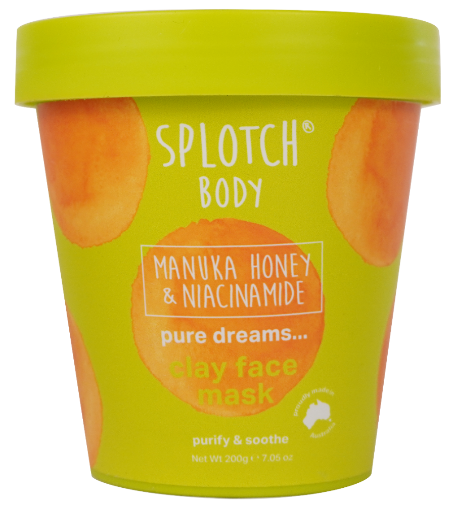 Splotch Body Manuka Honey & Niacinamide pure dreams day face mask container on a white background