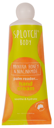 Hand cream tube with 'Splotch Body' branding on a white background