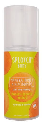 Splotch Body mist spray with Manuka Honey & Niacinamide on a white background