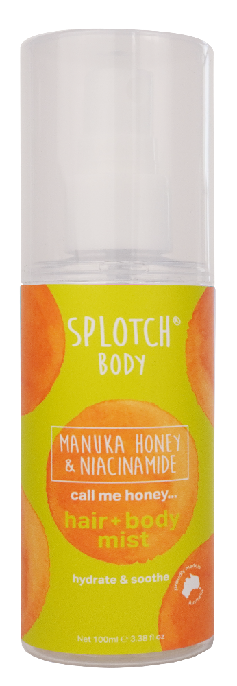 Splotch Body mist spray with Manuka Honey & Niacinamide on a white background