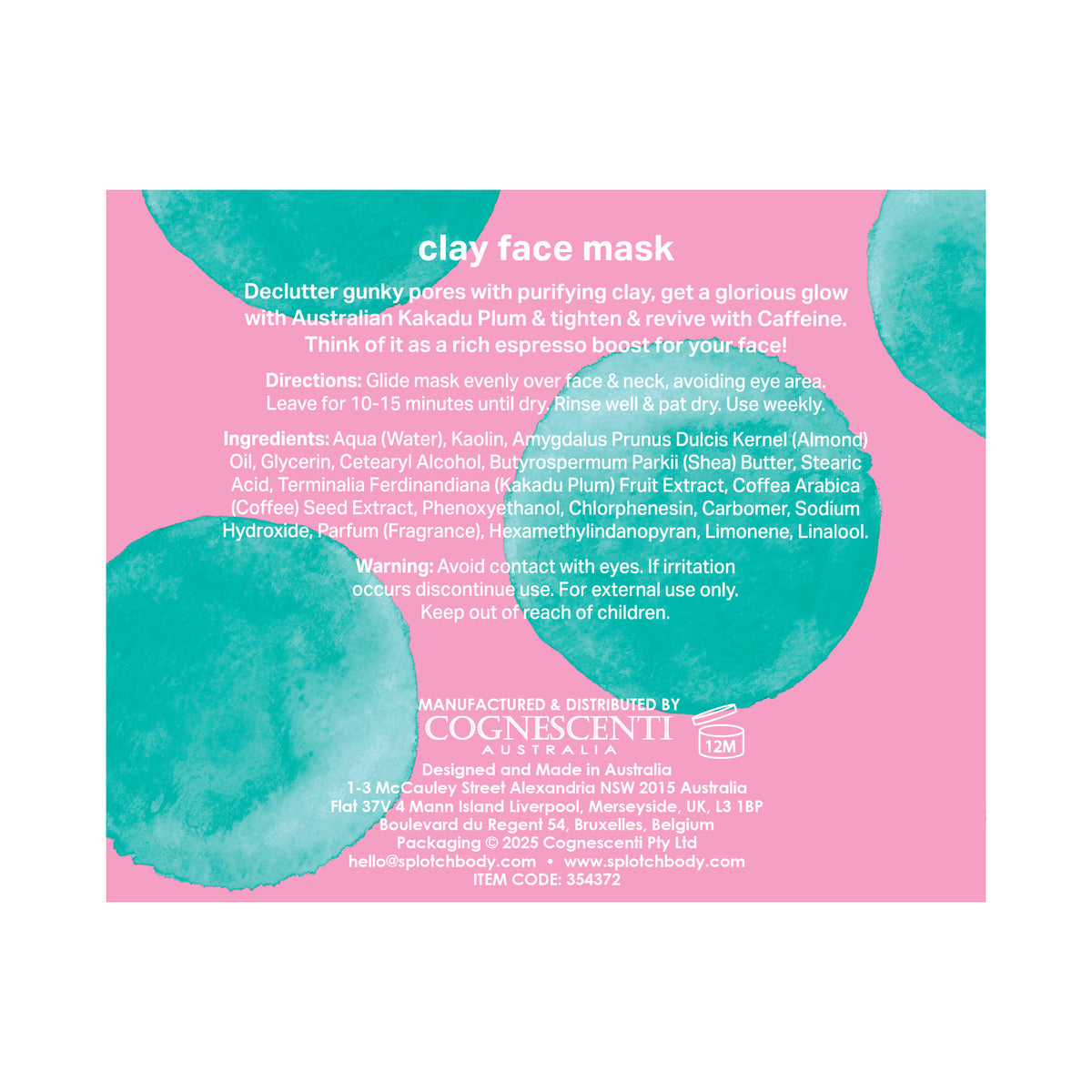 Splotch Mask clear boost...clay face mask – Splotch Body