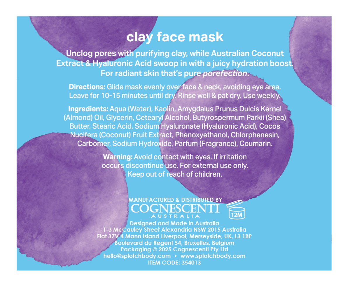 Splotch Mask clearly radiant...clay face mask – Splotch Body
