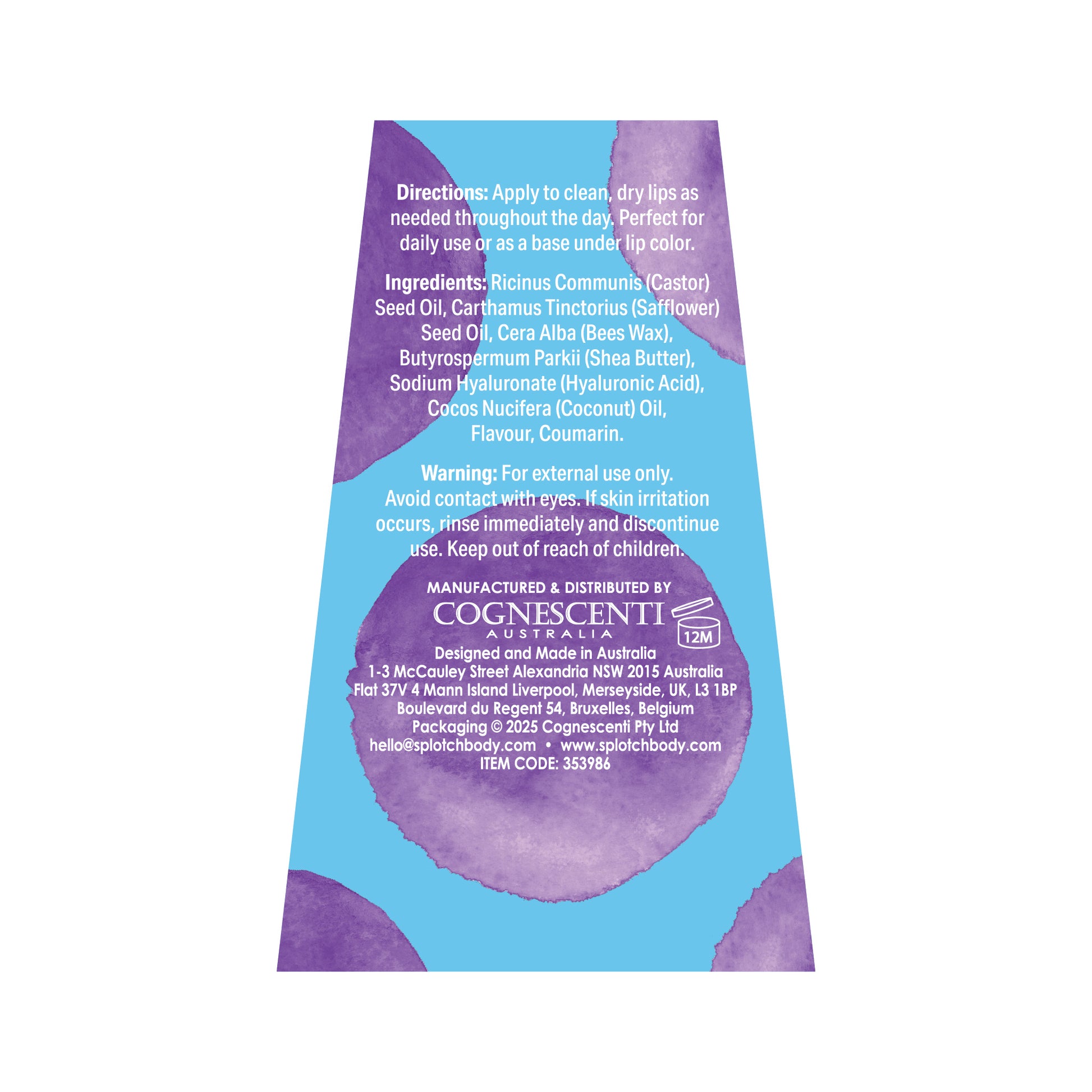 Back of a product packaging with text and branding on a white background