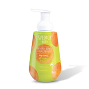 A 500ml (16.91 fl oz) pump bottle of Splotch Body "big softy..." shower foam. The bottle is wide at the base with a white pump dispenser. It features the brand's lime green label with orange watercolor circles. The front highlights Manuka Honey & Niacinamide and the product's goal to leave skin "smooth & firm".