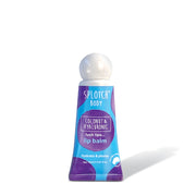 A small squeeze tube of SPLOTCH BODY Coconut & Hyaluronic lip balm. The tube is blue with purple splotch designs and has a white spherical cap. The label text includes "lush lips... lip balm" and "hydrate & plump," with a net weight of $15\text{ml}/0.51\text{fl}\text{oz}$. A small stamp indicates it is "proudly made in Australia."