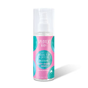 A white spray bottle of SPLOTCH BODY Hair + Body Mist with a pink and teal label, featuring the text: "KAKADU PLUM & CAFFEINE," "citrus bomb... hair + body mist," and "hydrate & energise." The net content is 100ml 3.38fl oz.