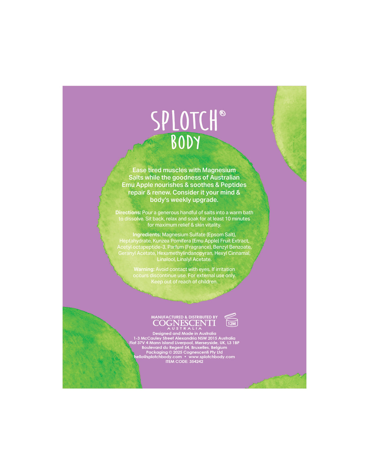 Splotch Body Pattern emu apple + peptides...magnesium bath salts – Splotch Body
