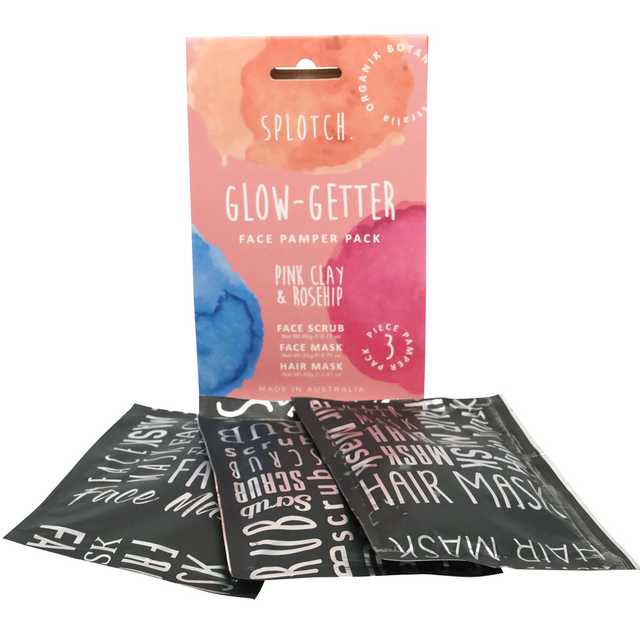 SPLOTCH BODY PINK CLAY & ROSEHIP GLOW-GETTER FACE PAMPER PACK